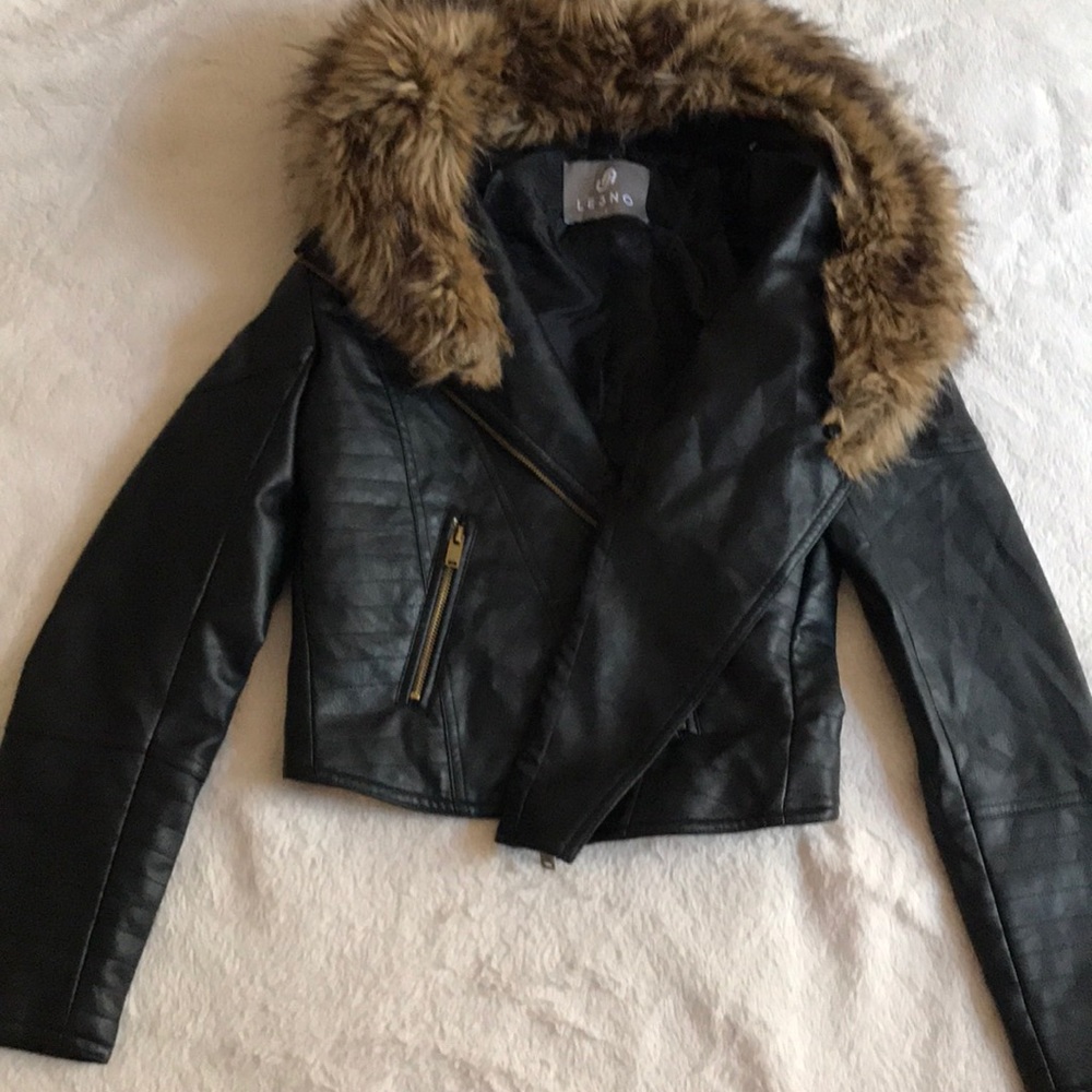 black leather jacket
